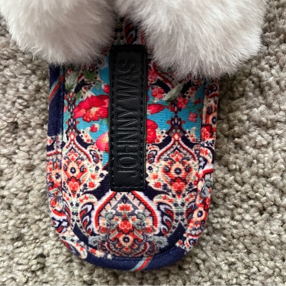 Johnny Was Indi X Faux Fur Trim Slipper size 7 - Picture 4 of 8
